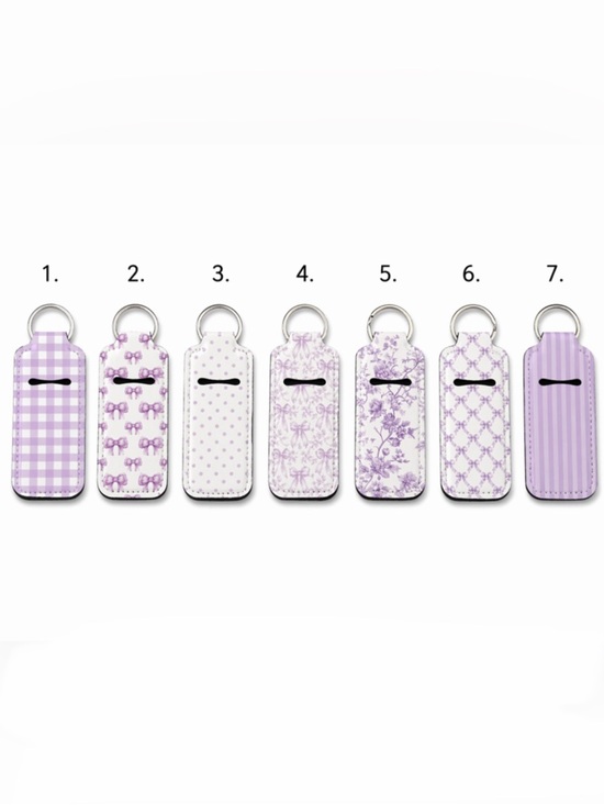 Accessories - Lip Balm/Lipstick/ Key Holder Keychain Holder - Purple Patterns Bows - Pick 1
